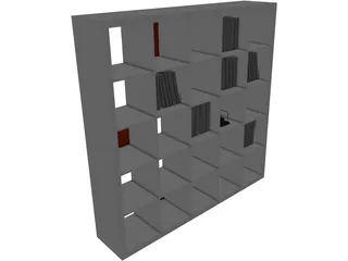 Bookcase Wooden 3D Model preview