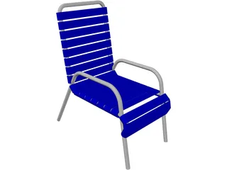 Beach Chair with Slats 3D Model preview