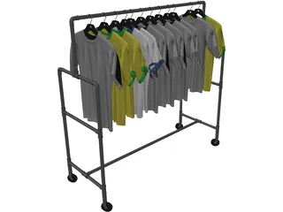 Shirts on Wardrobe 3D Model preview