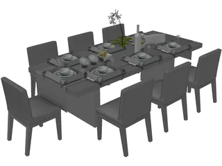 Table Dinner Contemporary 3D Model preview