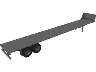Flat Bed Trailer 3D Model preview