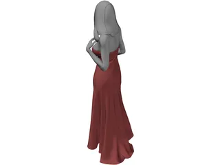 Woman in Wedding Dress 3D Model preview