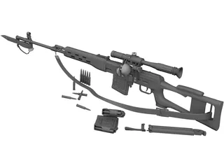 SVD Dragunov Sniper Rifle 3D Model preview