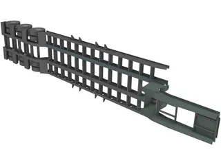 Trailer 3 Axes Flatbed 3D Model preview