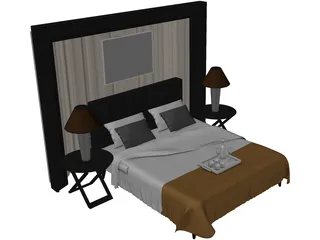Fancy Couples Bed 3D Model preview