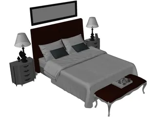 Bed Fancy Design King Size 3D Model preview