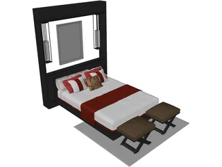 Bed Fancy Design King Size 3D Model preview