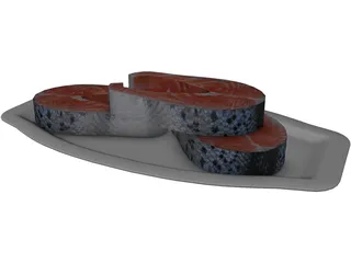 Salmon on a Plate 3D Model preview