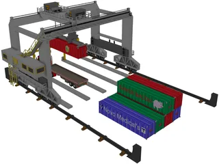 Container Loader Port 3D Model preview