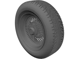 Daytona Wire Rim and Tyre 3D Model preview