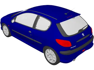 Peugeot 206 3D Model preview