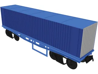 Container on Train truck 3D Model preview