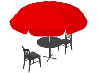 Cafe Table Set 3D Model preview