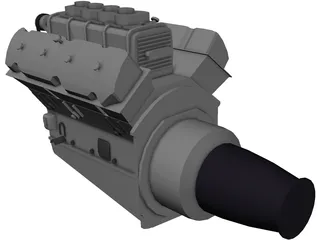 Race Block Supercharged Engine 3D Model preview