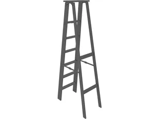 Wooden Step Ladder 3D Model preview