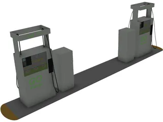 Gas Station Island 3D Model preview