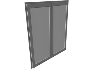 Door Double Sliding Glass 3D Model preview