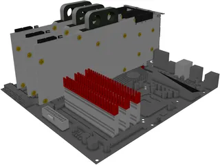 ASUS Rampage III Extreme Motherboard 3D Model preview