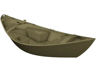 Wooden Drift Boat 3D Model preview