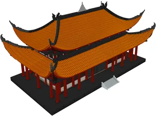 Attic Chinese Building 3D Model preview