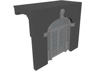 Federal Style Entry Double Doorway 3D Model preview