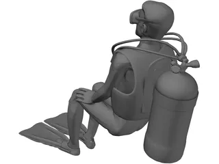 Scuba Diver 3D Model preview