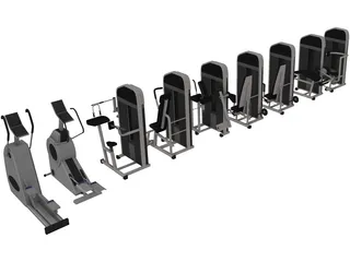 Fitness Equipment Collection 3D Model preview