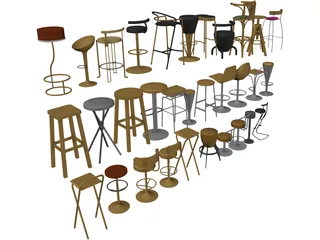 Bar Chairs Collection 3D Model preview