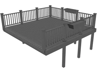 Wooden Deck 3D Model preview