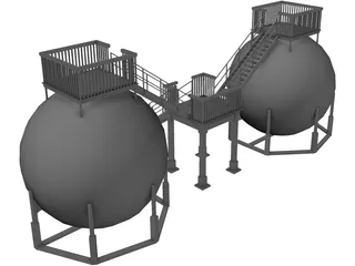 Oil Storage Tanks 3D Model preview