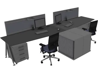 Office Table 3D Model preview