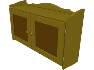 Wall Cabinet In Pine 3D Model preview