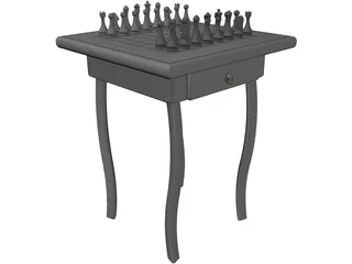 Chess Desk 3D Model preview