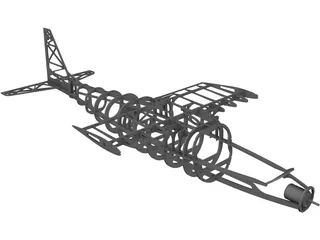 RC Glider Plane Balsa Frame 3D Model preview