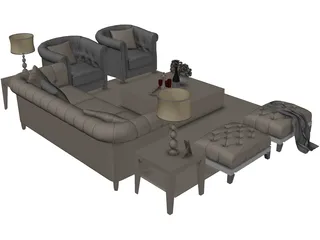 Retro Sofa 3D Model preview