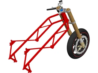 Motorcycle Frame, Wheel and Fork 3D Model preview