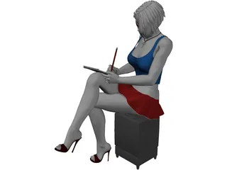 Woman Writing 3D Model preview