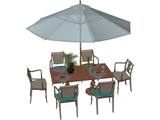 Chairs and Table Garden 3D Model preview