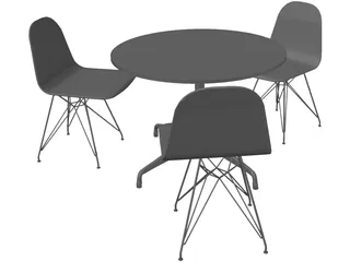 Eames Seatings and Table 3D Model preview