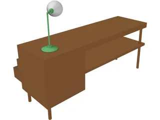 Table and Lamp 3D Model preview