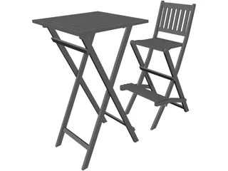 Bar Chair and Table 3D Model preview