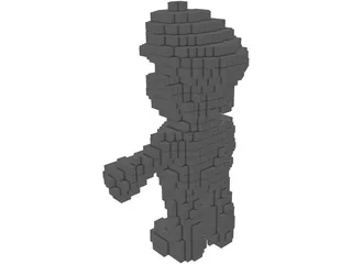 Pixel Mario Color 3D Model preview