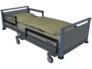 Hospital Bed 3D Model preview