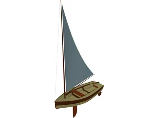 Wooden Sailboat 3D Model preview