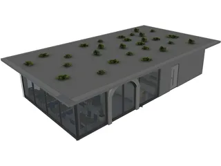 Modern Cafe Building 3D Model preview