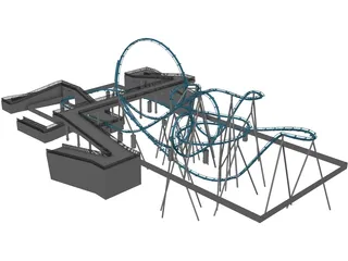 Roller Coaster 3D Model preview