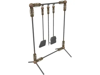 Fire Place Tools and Rack 3D Model preview