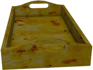 Wooden Tray 3D Model preview