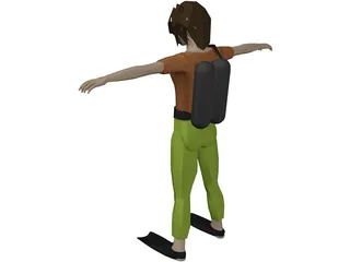 Woman Swimmer 3D Model preview