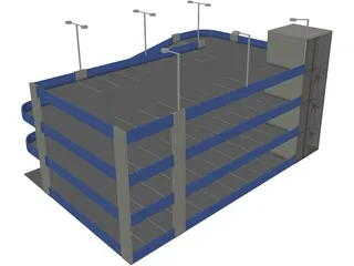 Garage Parking Four Level 3D Model preview
